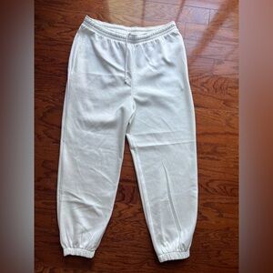 H&M White Elastic Waist Jogger Sweatpants